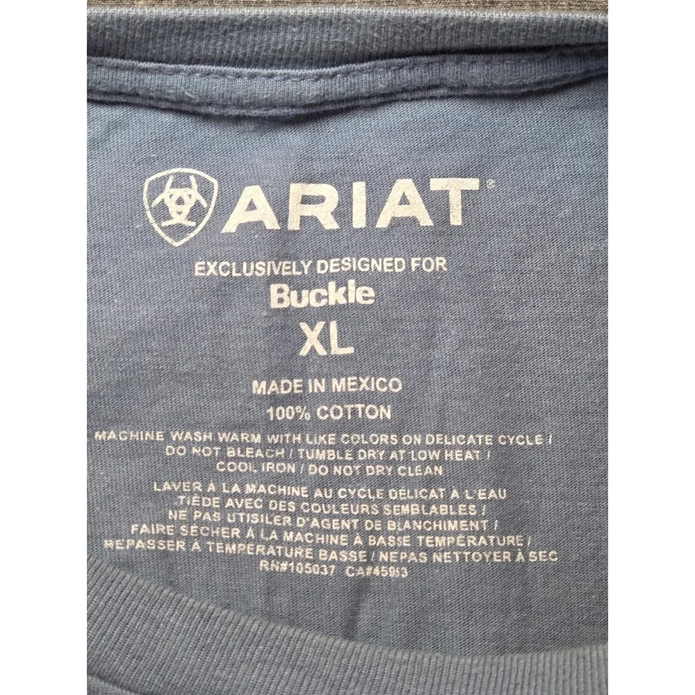 Ariat Lot of 3 Mens XL T Shirts Blue Gray‎ Graphic Short Sleeve Cotton Buckle